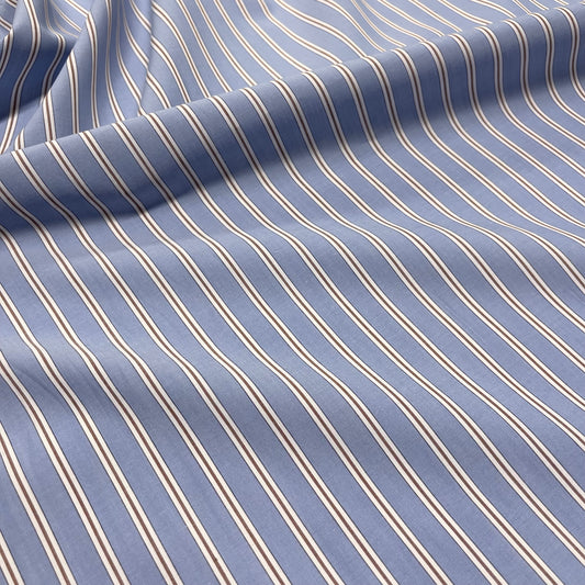 Blue Striped Poplin Cotton