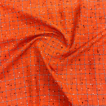 Tweed Cotone GG  - Bouclé a Quadri Arancione