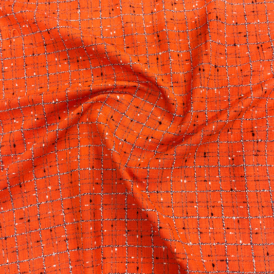 Tweed Cotone GG  - Bouclé a Quadri Arancione
