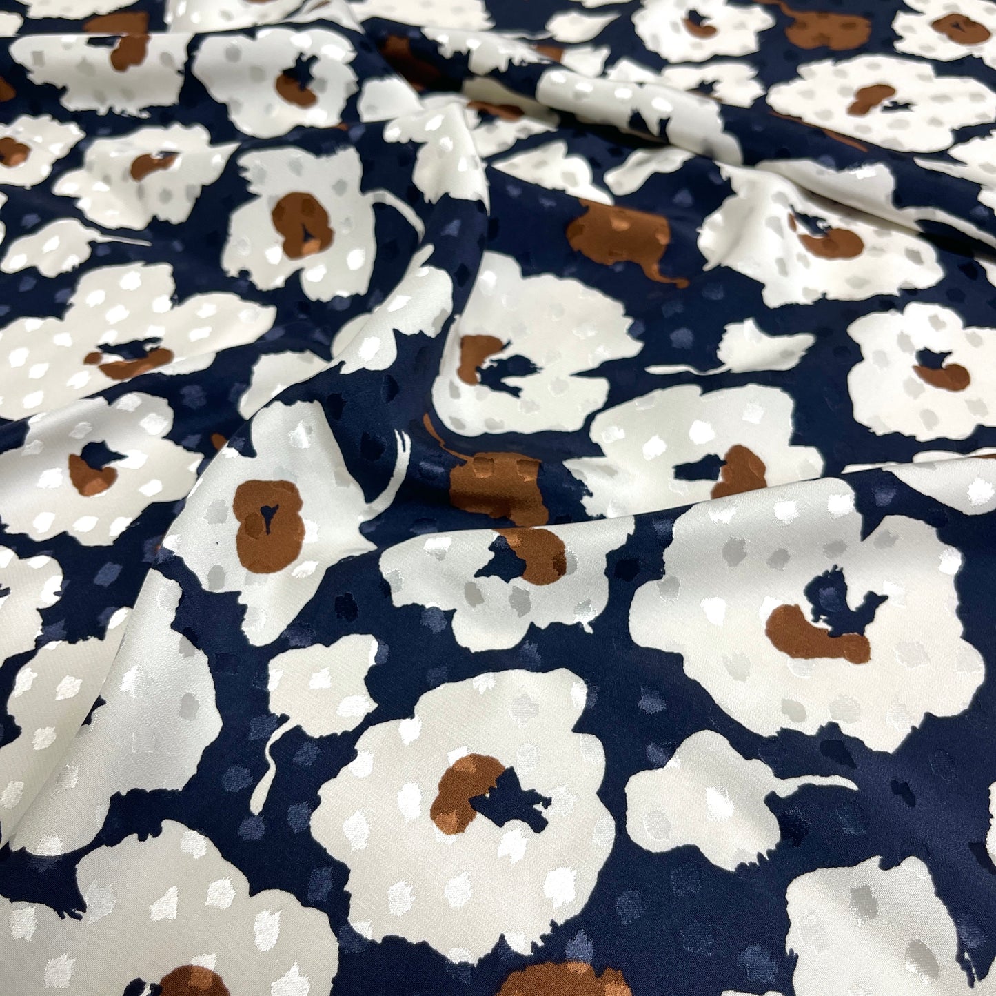 Seta Jacquard Floreale Blu Navy – 3,60 × 1,40 m