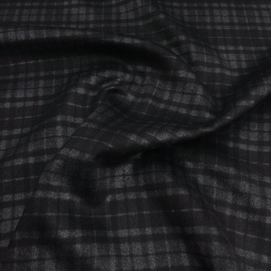 Double Cloth in Virgin Wool and Silk – Geometric Pattern and Black