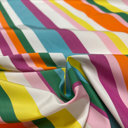 Popeline di Cotone Righe Multicolor