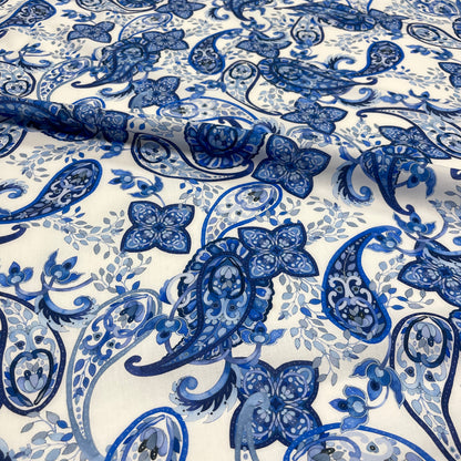 Cotone Leggero Paisley Blu