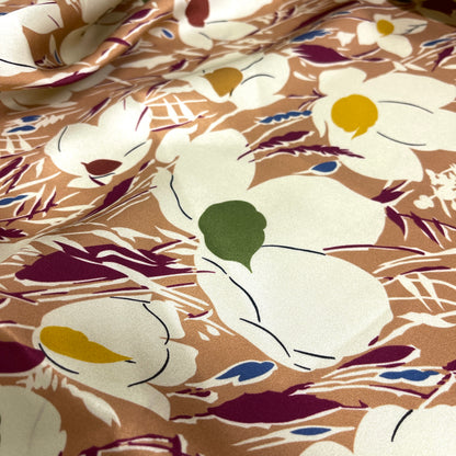 Raso di Seta Fantasia Floreale Beige – 2,50 × 1,40 m