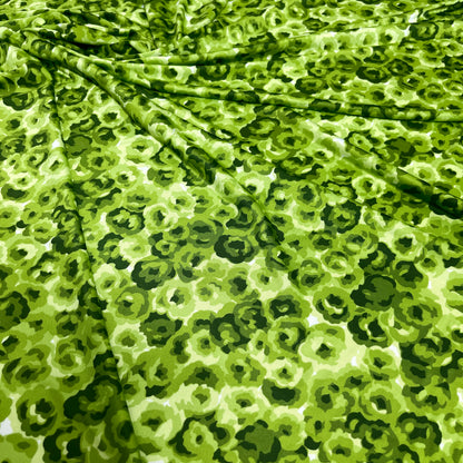 Jersey di Viscosa Fantasia Floreale Verde