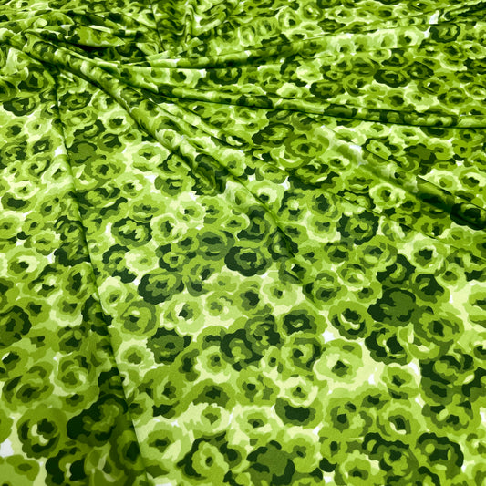 Jersey di Viscosa Fantasia Floreale Verde