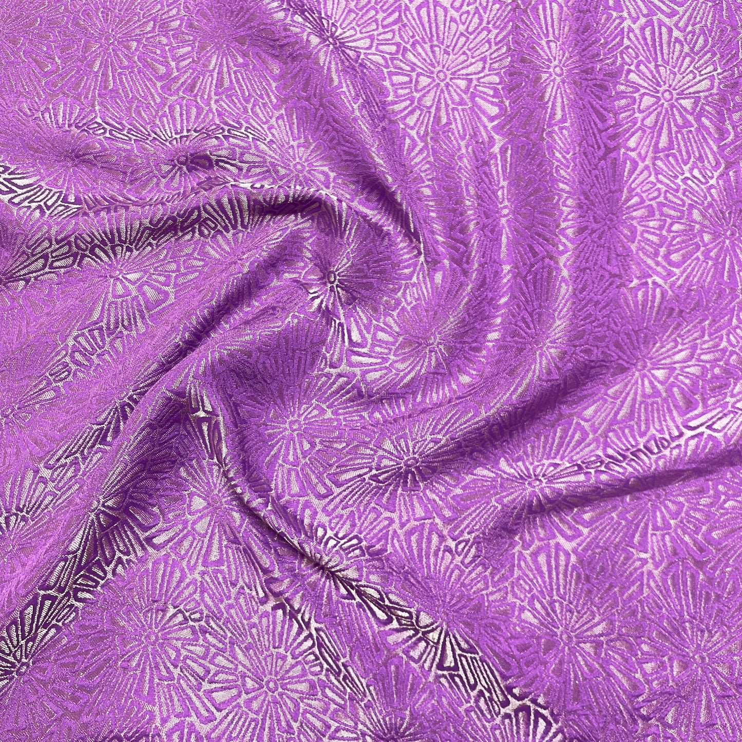Jacquard Seta Lamé - Fiori Geometrici Viola