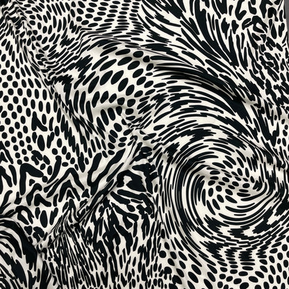 Seta Crepe  Satin Back - Astratta bianco e nero