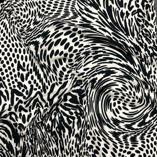 Seta Crepe  Satin Back - Astratta bianco e nero