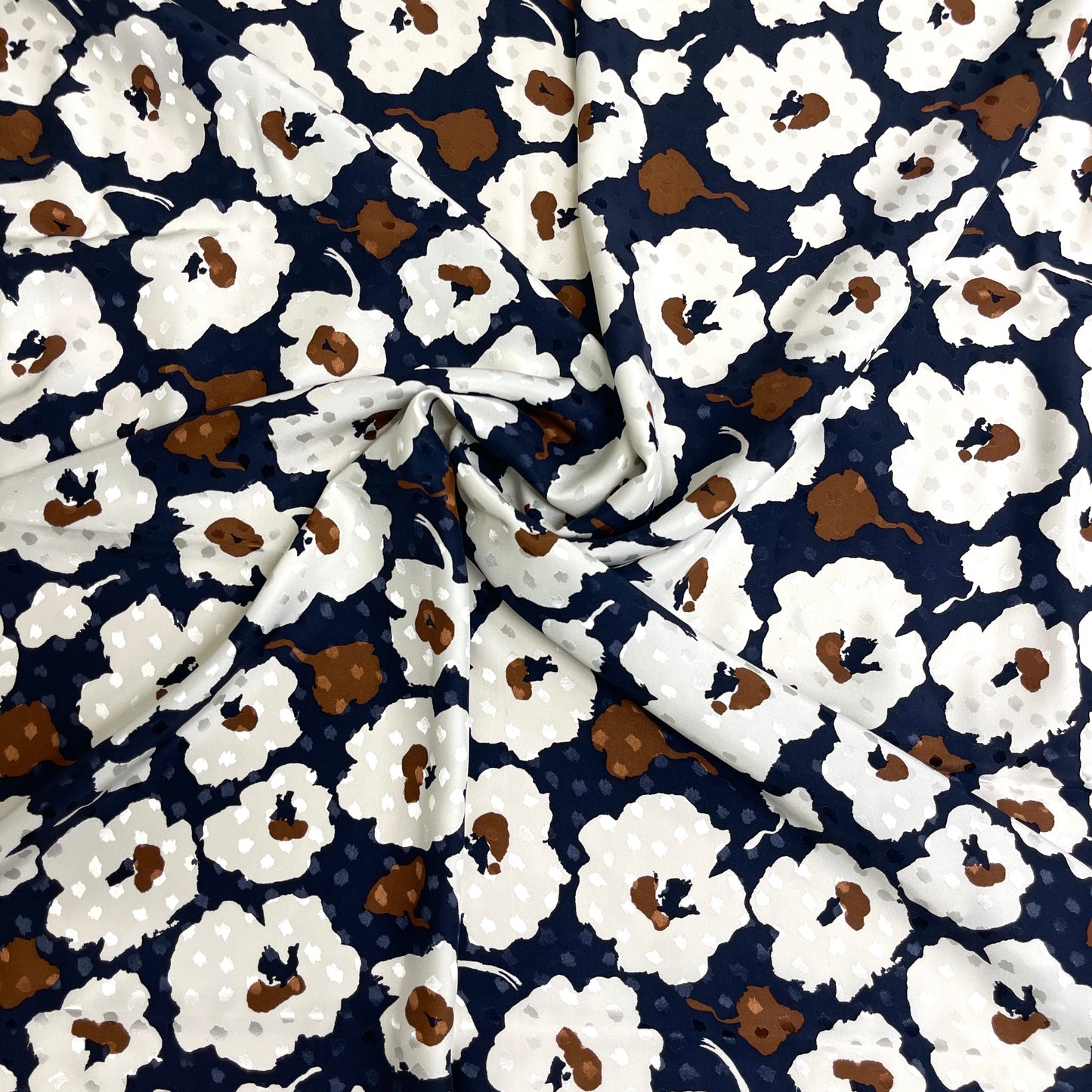 Seta Jacquard Floreale Blu Navy – 3,60 × 1,40 m