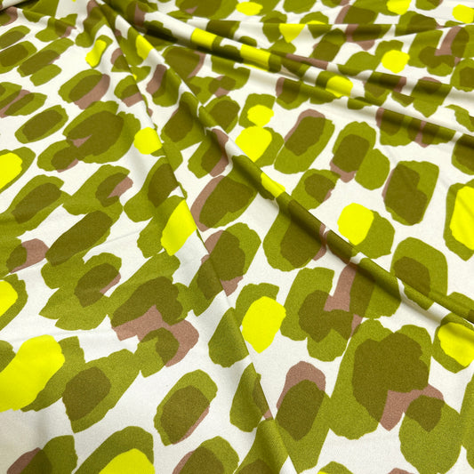 Jersey di Viscosa Fantasia Astratta Verde Lime