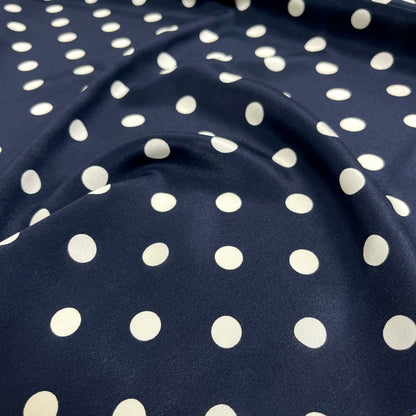 Seta Crepe a Pois Blu Navy – 3,00 × 1,40 m