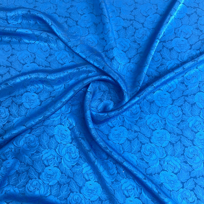 Seta Jacquard Floreale Blu Elettrico – 1,60 × 1,40 m