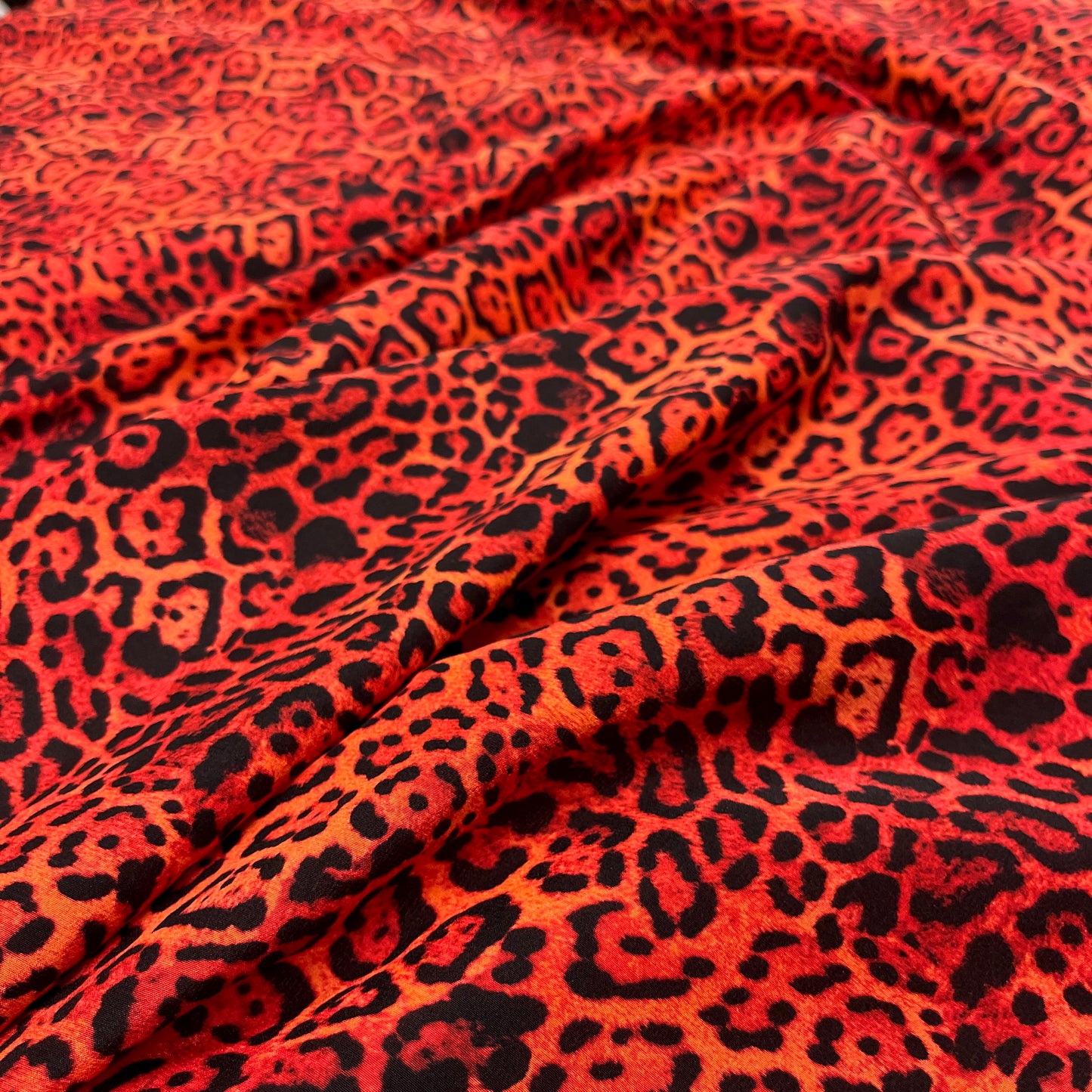 Seta Crepe de Chine - Animalier Rosso