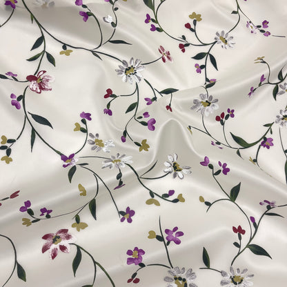 Doppia Organza di Seta - Floreale Effetto Dipinto a Mano