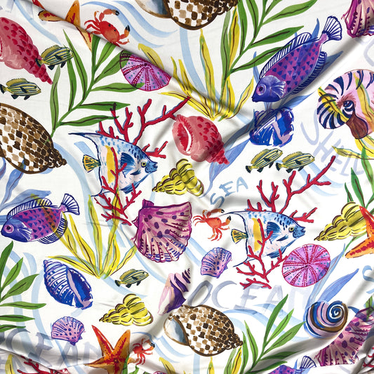 Viscose Satin - Multicolor Marine Pattern