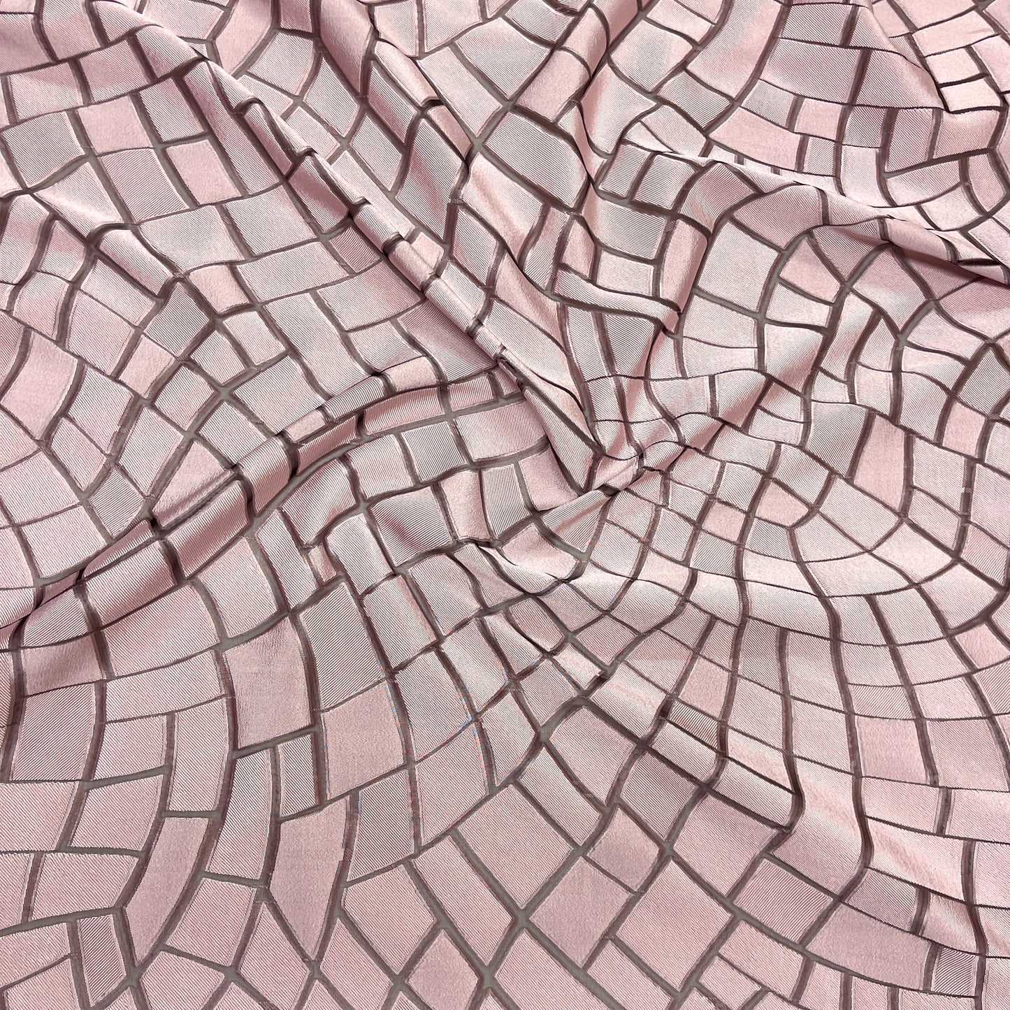 Jacquard Silk - Devoré Geometric Pink