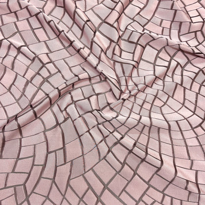 Jacquard Silk - Devoré Geometric Pink