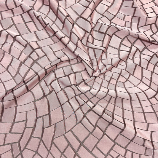 Jacquard Seta - Dévoré Geometrico Rosa
