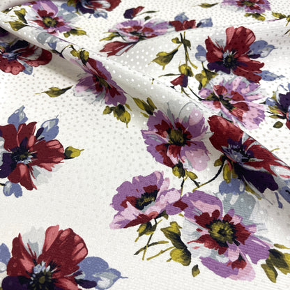 Seta Jacquard Floreale Bianco e Lilla – 2,20 × 1,40 m