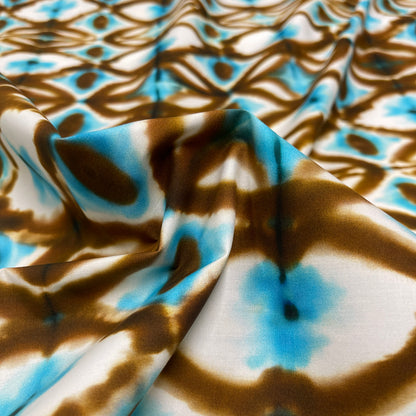 Cotone Fantasia- Geometrica Marrone e Azzurro