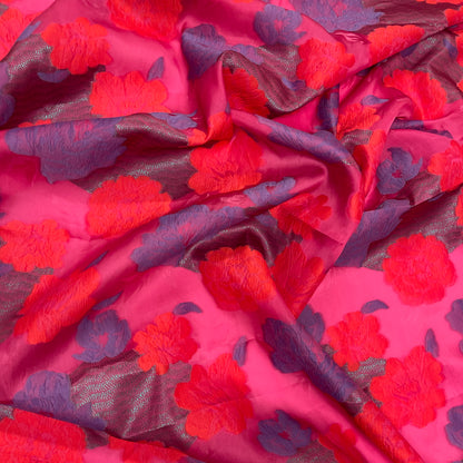 Jacquard Triple Organza – Floral Fuchsia