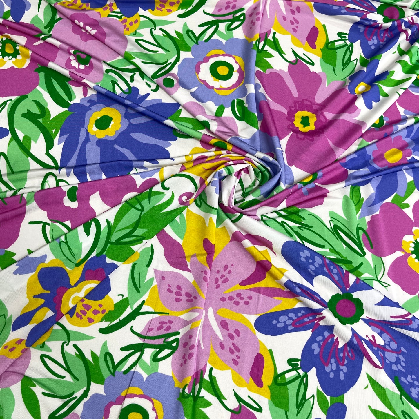Jersey di Viscosa Fantasia Floreale Multicolore