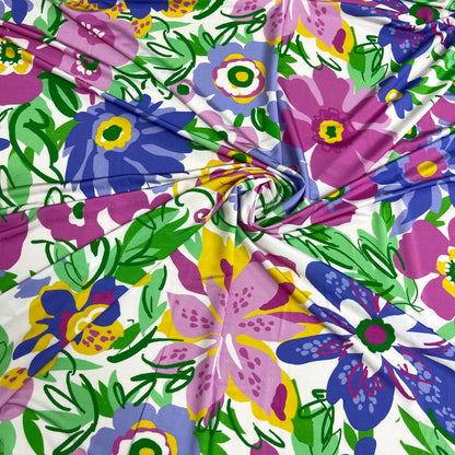 Jersey di Viscosa Fantasia Floreale Multicolore
