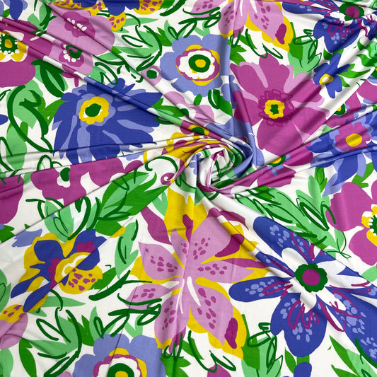 Jersey di Viscosa Fantasia Floreale Multicolore