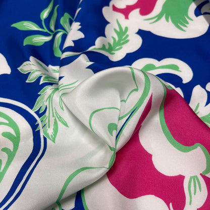 Twill Seta Fiori Fuxia