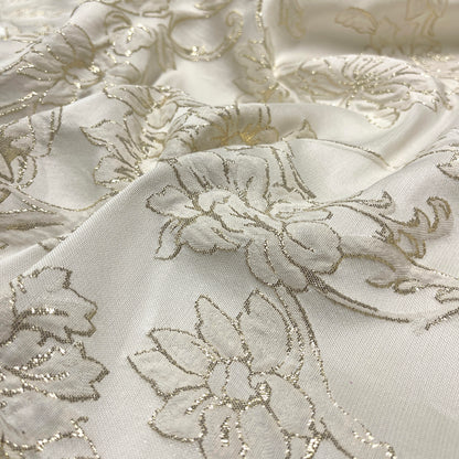 Shimmering Floral Jacquard – White Gold