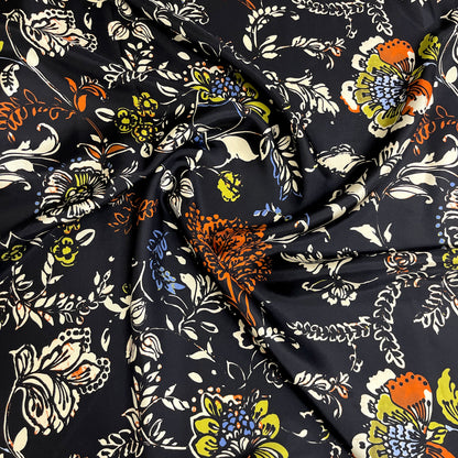 Black Floral Silk Twill | 2.60 × 1.40 m