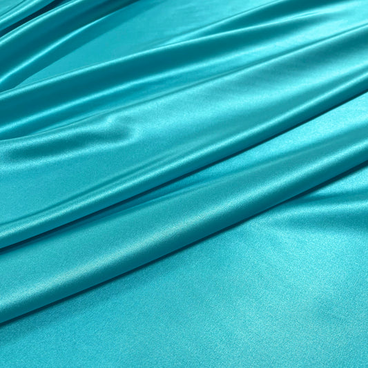 Water Turquoise Stretch Silk Satin
