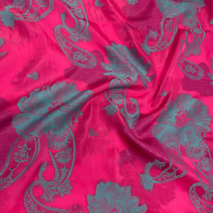 Triple Organza Jacquard – Floral Fuchsia Green