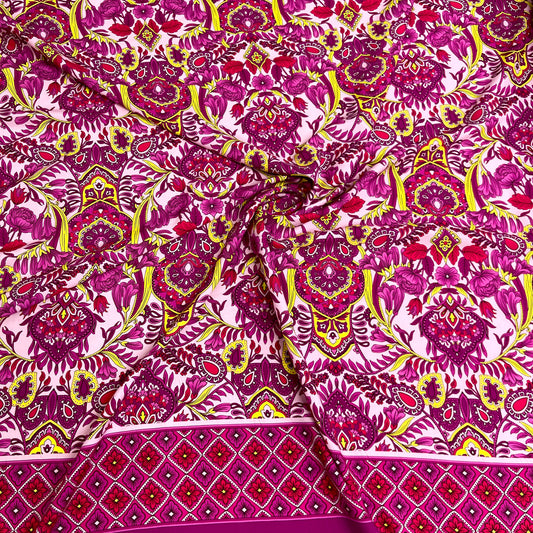Viscose Crepe - Floral with Coordinated 20cm Border