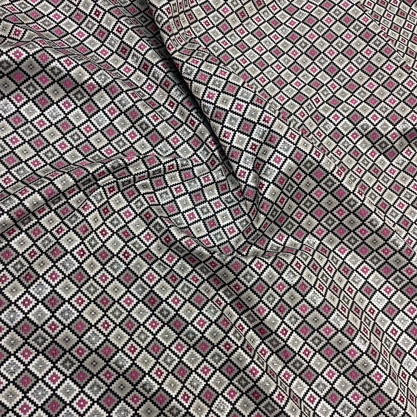 Geometric jacquard - black, grey, and fuchsia