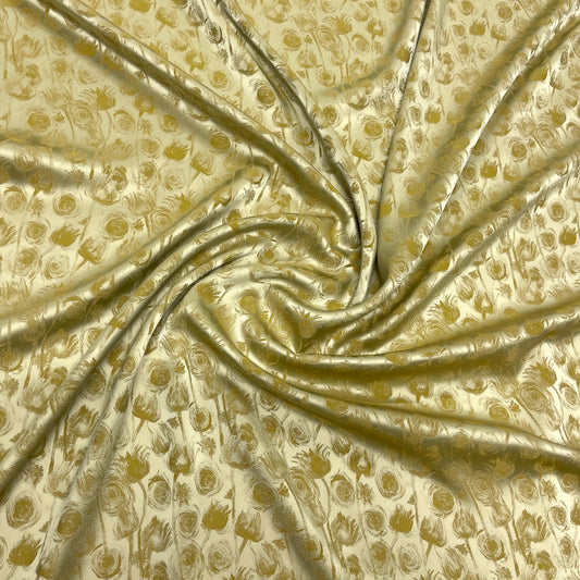 Cady Viscosa Jacquard Satinato Floreale Verde