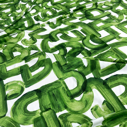 Jersey di Viscosa Fantasia Geometrica Pennellata Verde