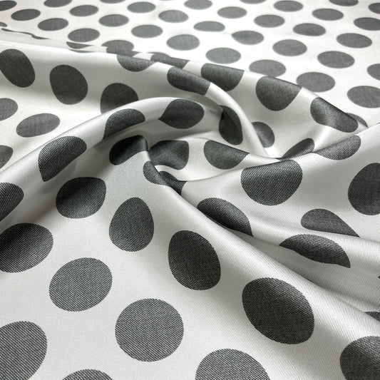 Twill di Seta Pois Grigio Perla