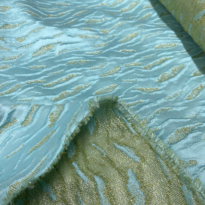 Silk jacquard – Waves Azure Green