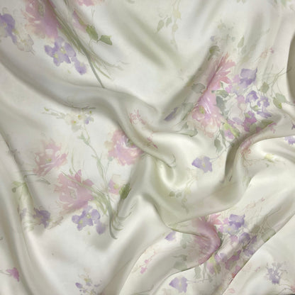Organza di Seta - Floreale Verde Chiaro