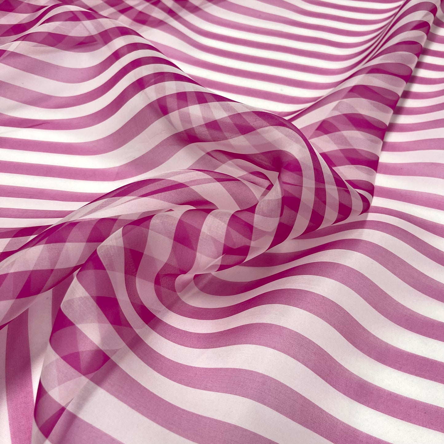 Silk Organza - Fuchsia Stripes