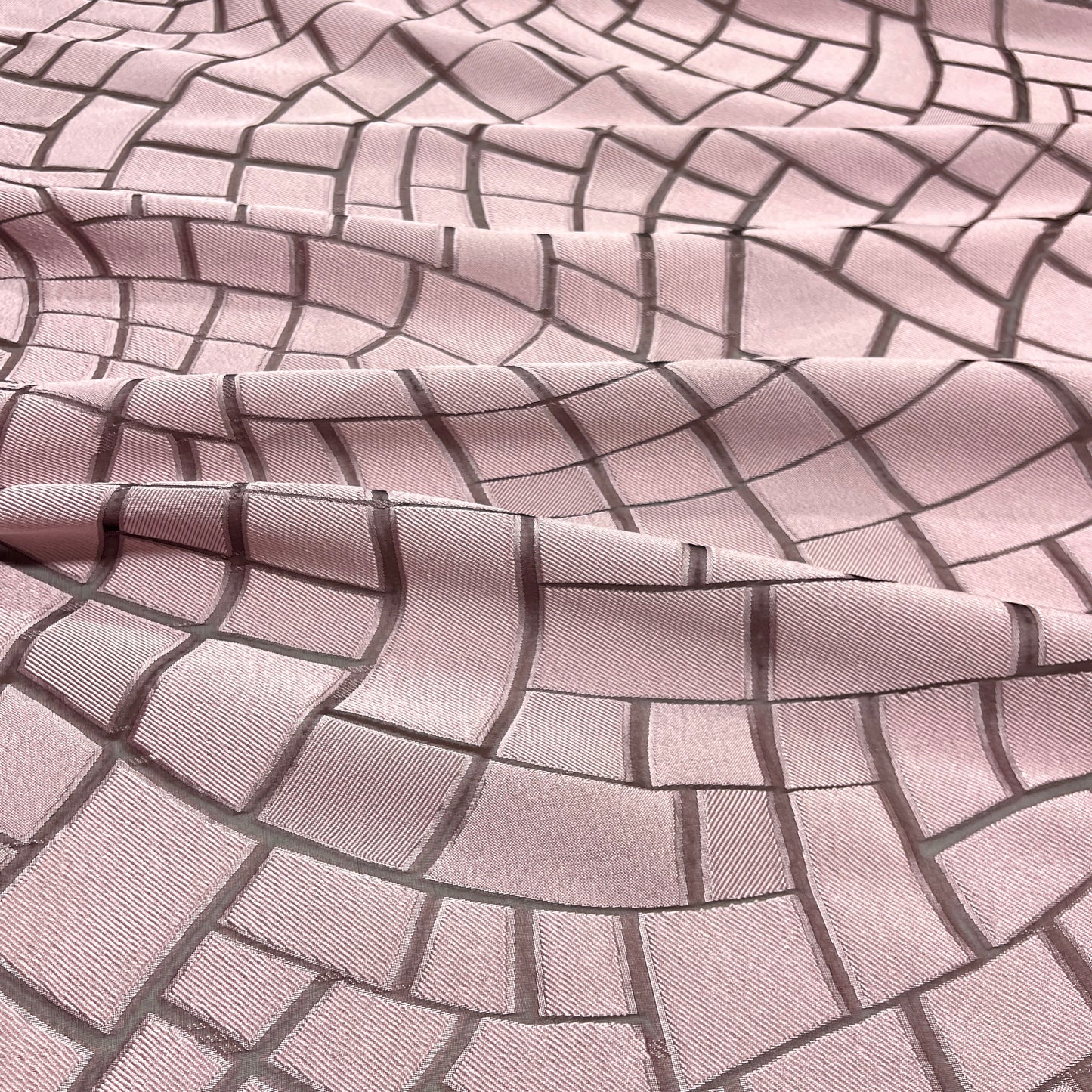 Jacquard Silk - Devoré Geometric Pink