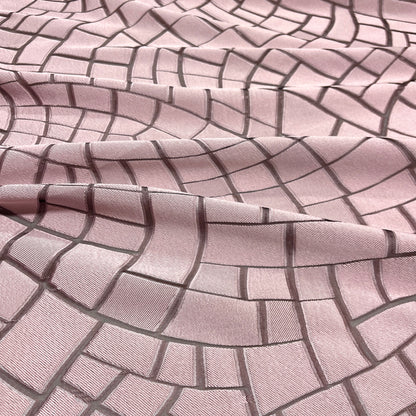 Jacquard Silk - Devoré Geometric Pink