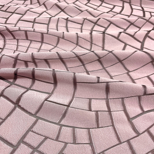 Jacquard Seta - Dévoré Geometrico Rosa