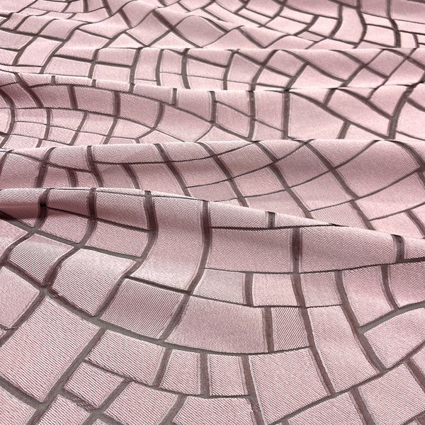 Jacquard Seta - Dévoré Geometrico Rosa