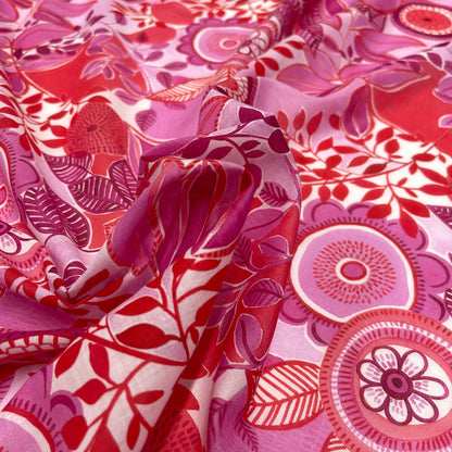 Cotone Leggero Floreale Rosa