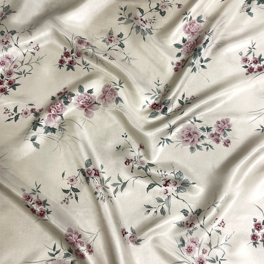 Twill di Seta Floreale Avorio  | 2,50 × 1,40 m