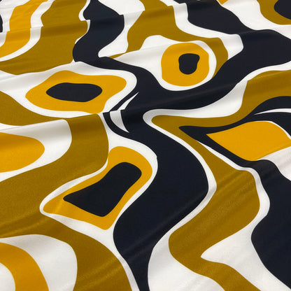 Seta Crepe de Chine -  Astratto Ocra e Nero