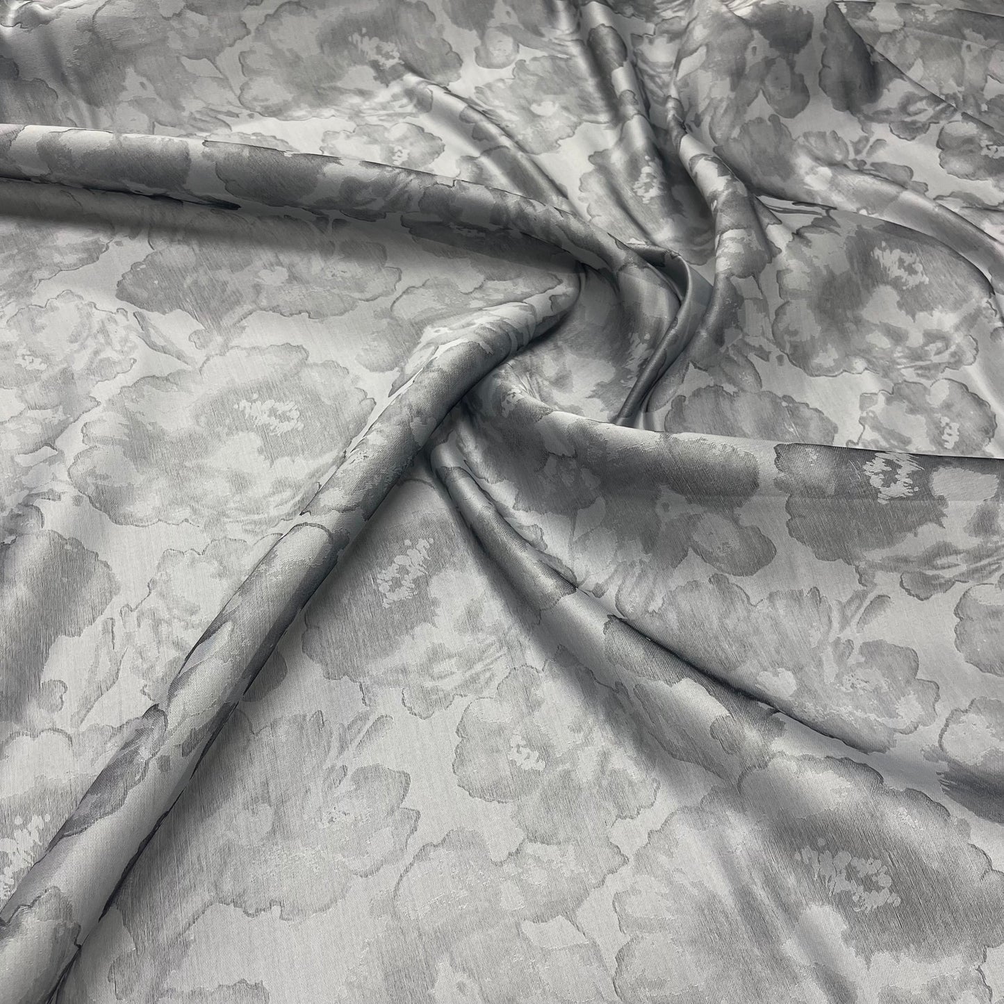 Organza Fil Coupé - Pearl Grey Floral
